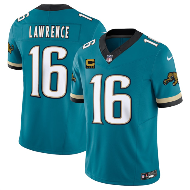 Men's Jacksonville Jaguars #16 Trevor Lawrence Teal 2025 F.U.S.E. With 4-Star C Patch Prowler Throwback Vapor Limited Stitched Football Jersey Men's Jacksonville Jaguars #16 Trevor Lawrence Teal 2025 F.U.S.E. With 4-Star C Patch Prowler Throwback Vapor Limited Stitched Football Jersey