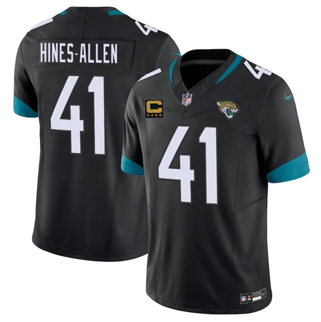 Men's Jacksonville Jaguars #41 Josh Hines-Allen Black 2025 With 4-Star C Patch F.U.S.E. Vapor Limited Stitched Football Jersey Men's Jacksonville Jaguars #41 Josh Hines-Allen Black 2025 With 4-Star C Patch F.U.S.E. Vapor Limited Stitched Football Jersey