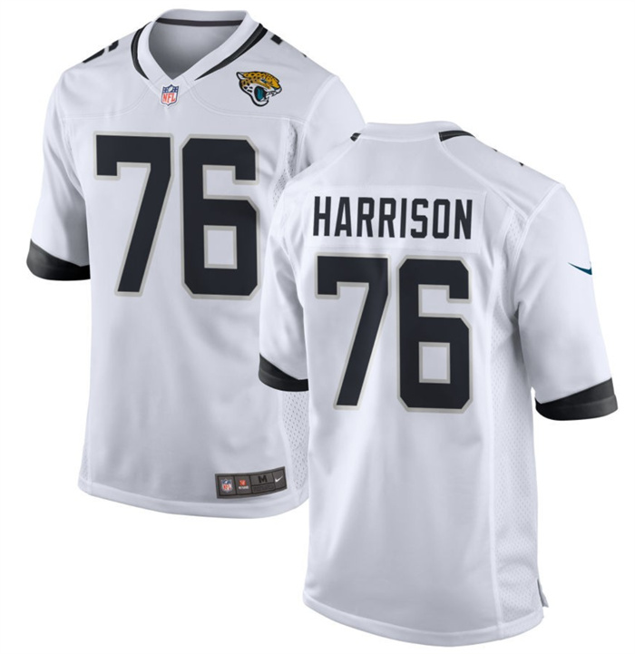 Men's Jacksonville Jaguars #76 Anton Harrison White 2023 Draft Stitched Game Jersey Men's Jacksonville Jaguars #76 Anton Harrison White 2023 Draft Stitched Game Jersey