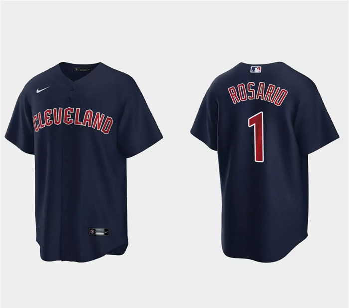 Men's Cleveland Guardians #1 Amed Rosario Navy Cool Base Stitched Jersey Men's Cleveland Guardians #1 Amed Rosario Navy Cool Base Stitched Jersey