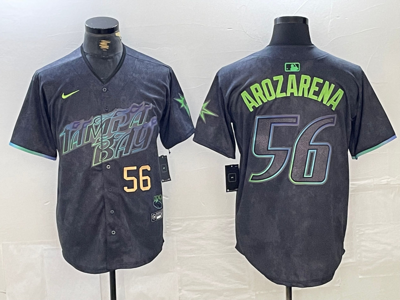 Men's Tampa Bay Rays #56 Randy Arozarena Charcoal 2024 City Connect Limited Stitched Baseball Jersey 9