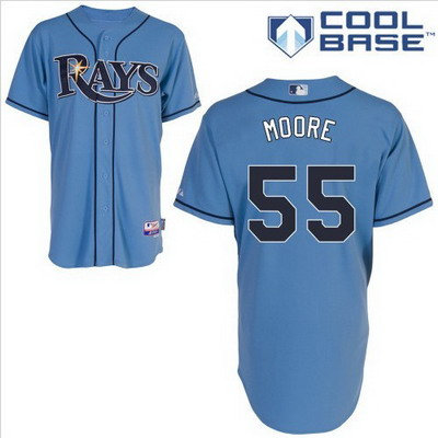 Tampa Bay Rays 55# Matt Moore lt blue cool base jerseys