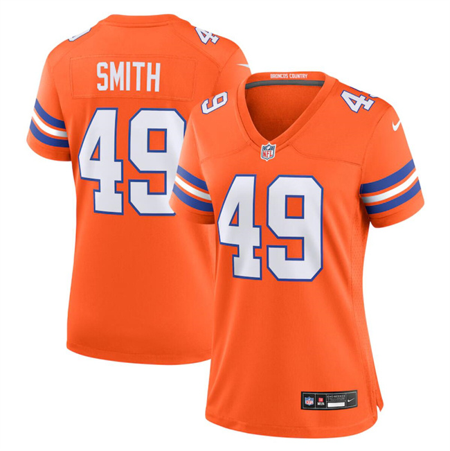 Women's Denver Broncos #49 Dennis Smith Orange Mile High Collection 1977 Throwback Stitched Jersey(Run Small) Women's Denver Broncos #49 Dennis Smith Orange Mile High Collection 1977 Throwback Stitched Jersey(Run Small)