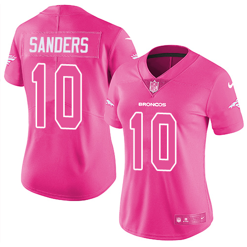 Nike Broncos #10 Emmanuel Sanders Pink Women's Stitched NFL Limited Rush Fashion Jersey Nike Broncos #10 Emmanuel Sanders Pink Women's Stitched NFL Limited Rush Fashion Jersey
