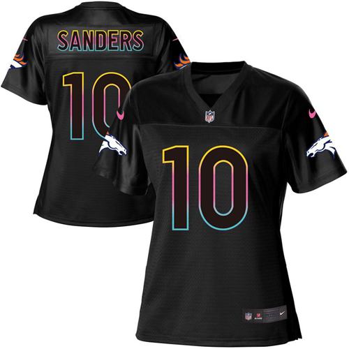 Nike Broncos #10 Emmanuel Sanders Black Women's NFL Fashion Game Jersey Nike Broncos #10 Emmanuel Sanders Black Women's NFL Fashion Game Jersey