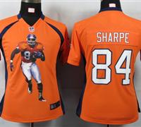 Women Nike Denver Broncos 84 Sharpe Orange Portrait Fashion Game Jerseys