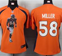 Women Nike Denver Broncos 58 Miller Orange Portrait Fashion Game Jerseys