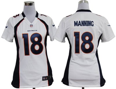 Women Nike NFL Denver Broncos 18 Peyton Manning White Game Jerseys