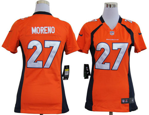 Women Nike NFL Denver Broncos 27 Knowshon Moreno Orange Jerseys