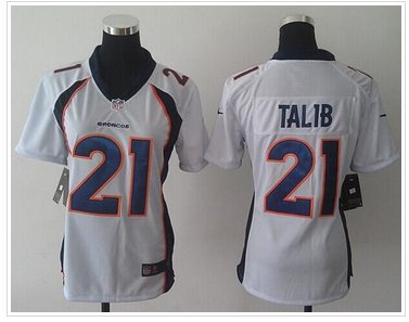 Women's NEW Broncos #21 Aqib Talib White Elite NFL Jersey