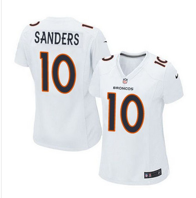 Nike Broncos #10 Emmanuel Sanders White Women's Stitched NFL Game Event Jersey