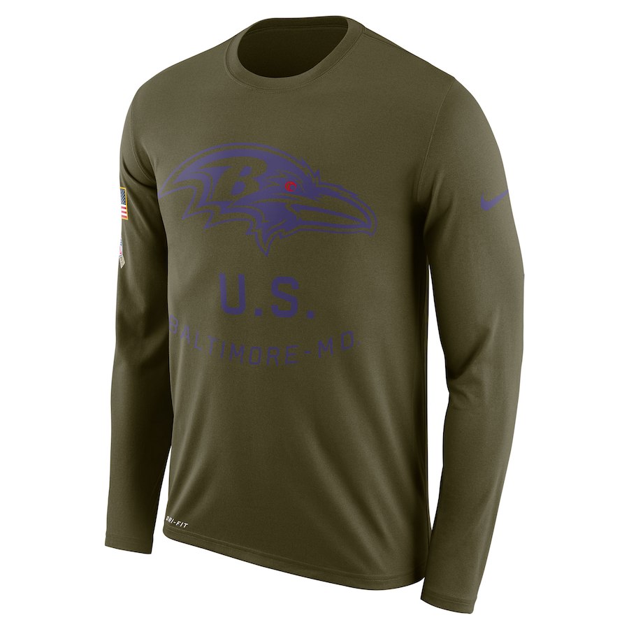 Baltimore Ravens Nike Salute To Service Sideline Legend Performance Long Sleeve T-Shirt Olive Baltimore Ravens Nike Salute To Service Sideline Legend Performance Long Sleeve T-Shirt Olive