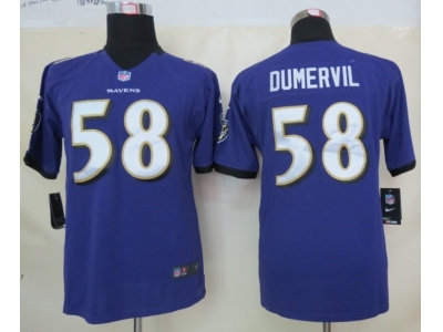 Youth NEW NFL Baltimore Ravens 58 Elvis Dumervil Purple Jerseys
