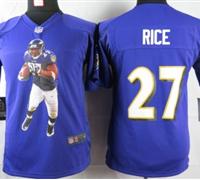 Nike youth Baltimore Ravens #27 Rice Purple Portrait Fashion Game Jerseys