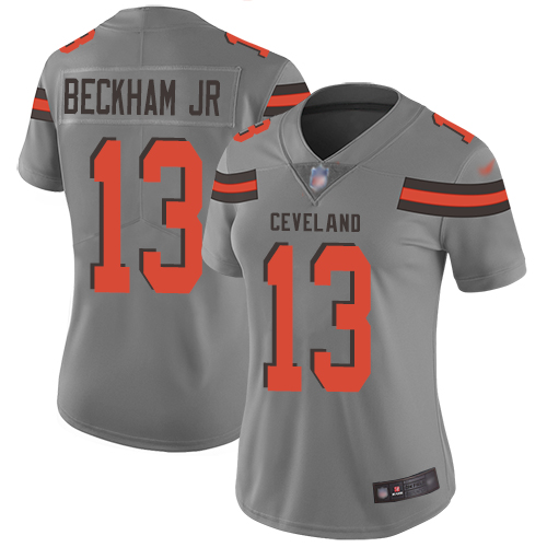 Browns #13 Odell Beckham Jr Gray Women's Stitched Football Limited Inverted Legend Jersey Browns #13 Odell Beckham Jr Gray Women's Stitched Football Limited Inverted Legend Jersey