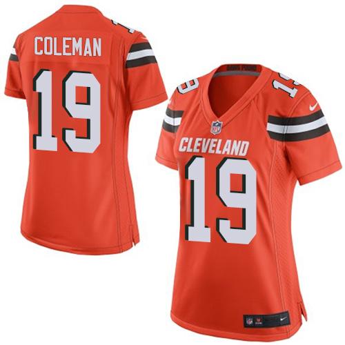 Nike Browns #19 Corey Coleman Orange Alternate Women's Stitched NFL New Elite Jersey Nike Browns #19 Corey Coleman Orange Alternate Women's Stitched NFL New Elite Jersey