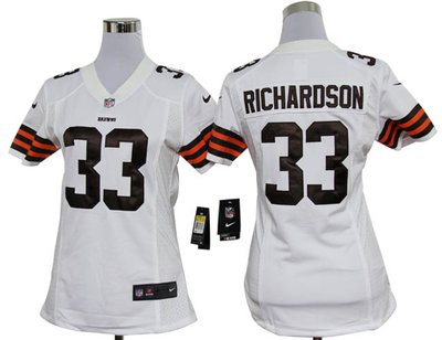 Women Nike Cleveland Browns 33 Trent Richardson White Game Jerseys