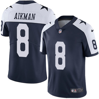 Nike Cowboys #8 Troy Aikman Navy Blue Thanksgiving Youth Stitched NFL Vapor Untouchable Limited Throwback Jersey Nike Cowboys #8 Troy Aikman Navy Blue Thanksgiving Youth Stitched NFL Vapor Untouchable Limited Throwback Jersey