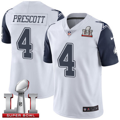 Nike Cowboys #4 Dak Prescott White Youth Stitched NFL Super Bowl LI 51 Limited Rush Jersey Nike Cowboys #4 Dak Prescott White Youth Stitched NFL Super Bowl LI 51 Limited Rush Jersey