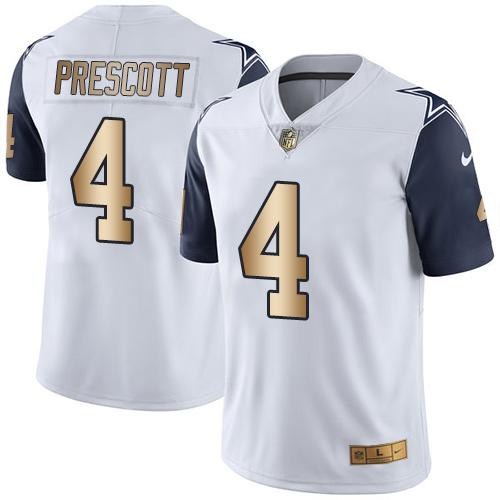 Nike Cowboys #4 Dak Prescott White Youth Stitched NFL Limited Gold Rush Jersey Nike Cowboys #4 Dak Prescott White Youth Stitched NFL Limited Gold Rush Jersey
