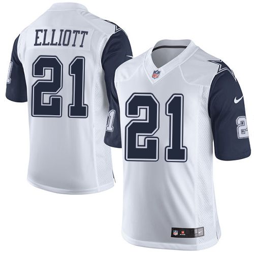 Nike Cowboys #21 Ezekiel Elliott White Youth Stitched NFL Elite Rush Jersey
