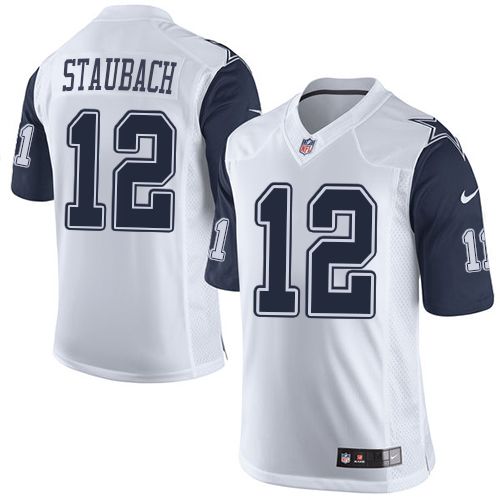 Nike Cowboys #12 Roger Staubach White Youth Stitched NFL Elite Rush Jersey