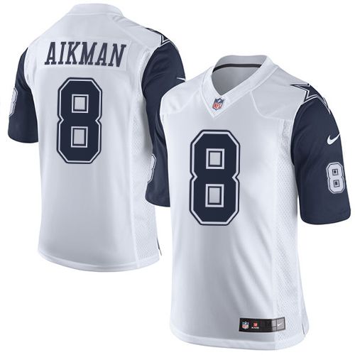 Nike Cowboys #8 Troy Aikman White Youth Stitched NFL Elite Rush Jersey Nike Cowboys #8 Troy Aikman White Youth Stitched NFL Elite Rush Jersey