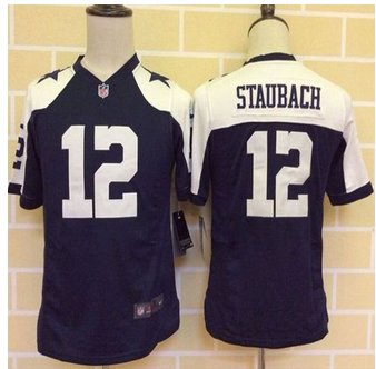 Youth New Dallas Cowboys #12 Roger Staubach Navy Blue Thanksgiving Throwback Stitched NFL Elite Jersey Youth New Dallas Cowboys #12 Roger Staubach Navy Blue Thanksgiving Throwback Stitched NFL Elite Jersey