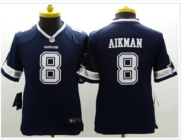 Youth NEW Cowboys #8 Troy Aikman Navy Blue Team Color NFL Limited Jersey
