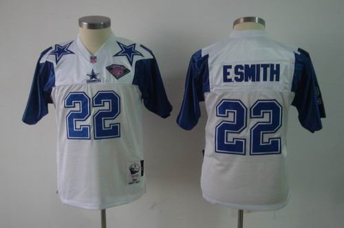 Youth Dallas Cowboys 22 E SMITH 75TH Throwback jerseys White MitchellandNess jerseys