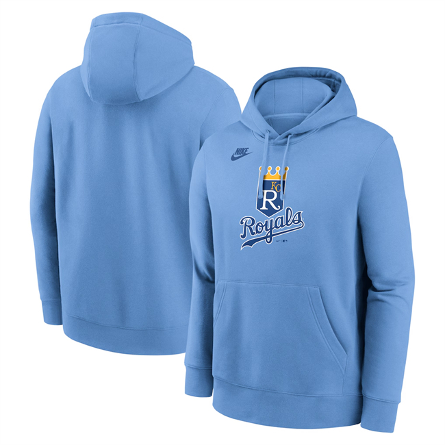 Men's Kansas City Royals Light Blue Cooperstown Collection Logo Club Pullover Hoodie Men's Kansas City Royals Light Blue Cooperstown Collection Logo Club Pullover Hoodie