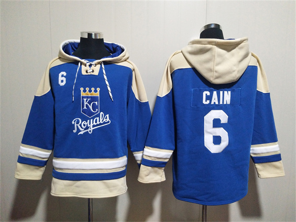 Men's Kansas City Royals #6 Lorenzo Cain Blue Ageless Must-Have Lace-Up Pullover Hoodie Men's Kansas City Royals #6 Lorenzo Cain Blue Ageless Must-Have Lace-Up Pullover Hoodie