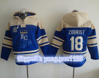 Royals #18 Ben Zobrist Light Blue Sawyer Hooded Sweatshirt MLB Hoodie