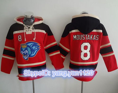 Royals #8 Mike Moustakas Red Sawyer Hooded Sweatshirt MLB Hoodie