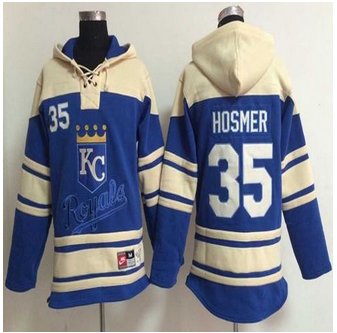 Kansas City Royals #35 Eric Hosmer Light Blue Sawyer Hooded Sweatshirt Baseball Hoodie