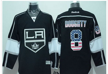 Los Angeles Kings #8 Drew Doughty Black USA Flag Fashion Stitched NHL Jersey