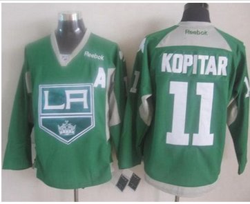 Los Angeles Kings #11 Anze Kopitar Green Practice Stitched NHL Jersey