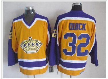 Los Angeles Kings #32 Jonathan Quick Yellow Stitched NHL Jersey