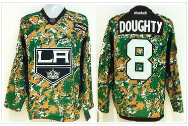 Los Angeles Kings #8 Drew Doughty Camo Veterans Day Practice Stitched NHL Jersey