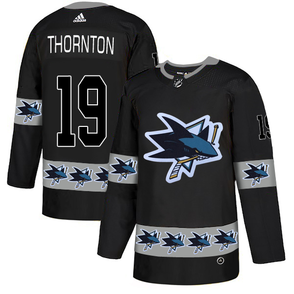 Sharks 19 Joe Thornton Black Team Logos Fashion Adidas Jersey Sharks 19 Joe Thornton Black Team Logos Fashion Adidas Jersey