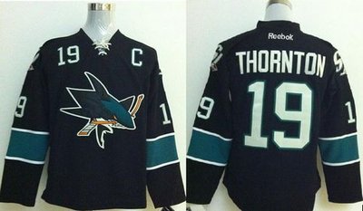 San Jose Sharks #19 Joe Thornton Stitched Black NHL Jersey