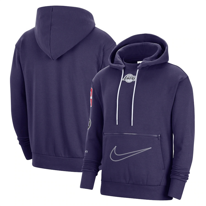Men's Los Angeles Lakers Purple 2022 23 City Edition Courtside Heavyweight Fleece Pullover Hoodie