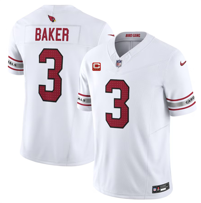 Men's Arizona Cardinals #3 Budda Baker White 2023 F.U.S.E. With 4-Star C Patch Vapor Untouchable F.U.S.E. Limited Stitched Football Jersey Men's Arizona Cardinals #3 Budda Baker White 2023 F.U.S.E. With 4-Star C Patch Vapor Untouchable F.U.S.E. Limited Stitched Football Jersey