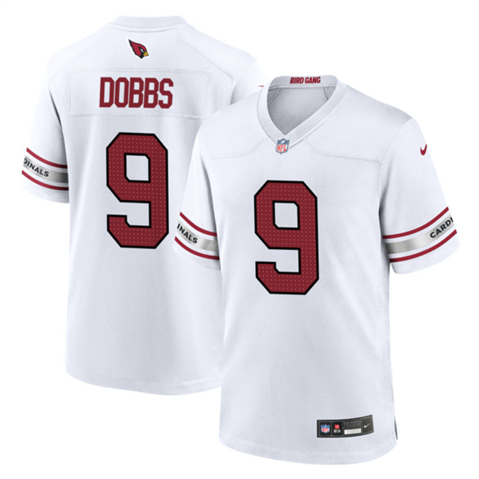 Men's Arizona Cardinals #9 Joshua Dobbs White 2023 Stitched Game Football Jersey Men's Arizona Cardinals #9 Joshua Dobbs White 2023 Stitched Game Football Jersey