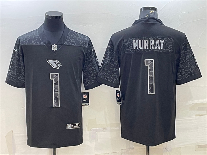 Men's Arizona Cardinals #1 Kyler Murray Black Reflective Limited Stitched Football Jersey Men's Arizona Cardinals #1 Kyler Murray Black Reflective Limited Stitched Football Jersey