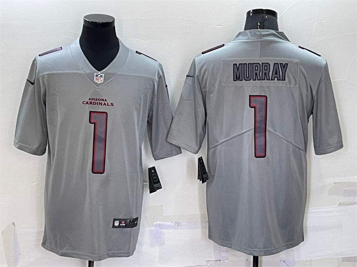 Men's Arizona Cardinals #1 Kyler Murray Grey Atmosphere Fashion Stitched Jersey Men's Arizona Cardinals #1 Kyler Murray Grey Atmosphere Fashion Stitched Jersey