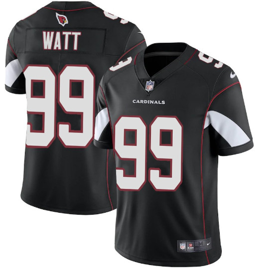 Men's Arizona Cardinals #99 J. J. Watt Black Vapor Limited Jersey Stitched 2021 Men's Arizona Cardinals #99 J. J. Watt Black Vapor Limited Jersey Stitched 2021