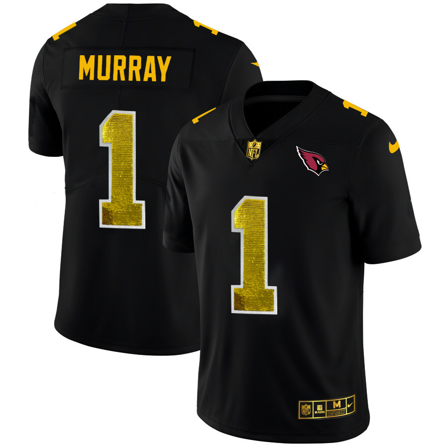 Arizona Cardinals #1 Kyler Murray Men's Black Nike Golden Sequin Vapor Limited NFL Jersey Arizona Cardinals #1 Kyler Murray Men's Black Nike Golden Sequin Vapor Limited NFL Jersey
