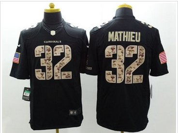 New Arizona Cardinals #32 Tyrann Mathieu Black Men's Stitched NFL Limited Salute to Service Jersey