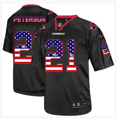 NEW Arizona Cardinals #21 Patrick Peterson Black NFL Elite USA Flag Fashion Jersey